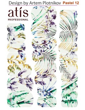 Пленки для дизайна ногтей Atis Pastel 12 (25шт/1лист)