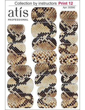 Пленки для дизайна ногтей Atis Print 12 (25шт/1лист)