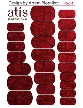 Пленки для дизайна ногтей Atis Red 4 (25шт/1лист)